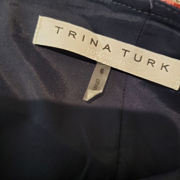 Trina Turk Plaid Mini 90s Style Academia Gold Button Red Blue Skirt Size 6 - Picture 10 of 12